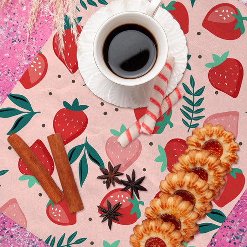 150Pcs Strawberry Wax Paper Pink Deli Paper Tissue Sweet Fruit Sandwich Wrap Paper Waterproof Oil-Proof Picnic Liners for Party Kitchen Supplies...