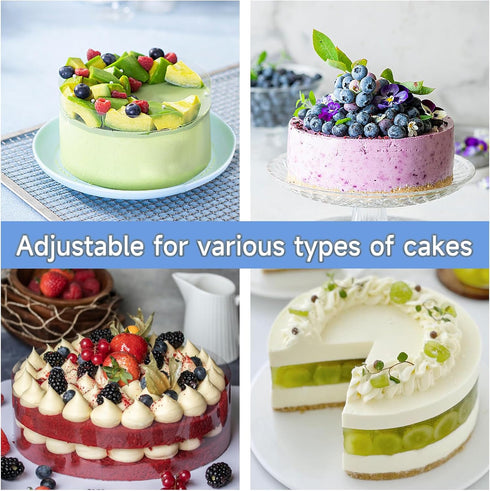 Cake Ring Mold Set, Stainless Steel Pastry Ring 6-12 Inch Adjustable Mousse Cake Mould with 4-Inch Cake Collar for Baking, Cake Decorating...