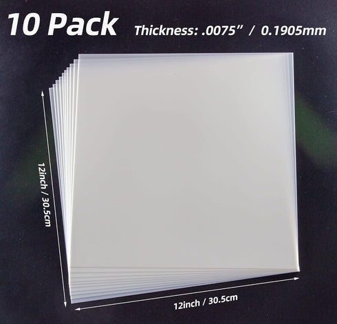 7.5mil Blank Mylar Sheets(10 Pack),12X12 inch Milky Translucent PET Blank Stencils Sheets,Template Material for Cutting Machine, Make Airbrush Ste...