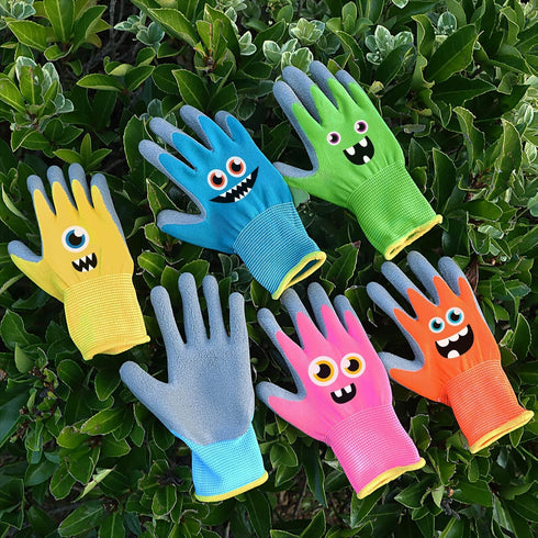 6 Pairs Kids Gardening Gloves Children Work Gloves Rubber Coated Garden Gloves for Kids Toddlers (Medium (Age 6-8))...
