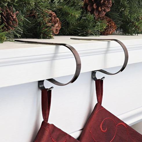 Haute Decor The Original MantleClip Stocking Holders with Removable ZINC Alloy Holiday Icons (2-Pack Snowflake, Oil-Rubbed Bronze)...