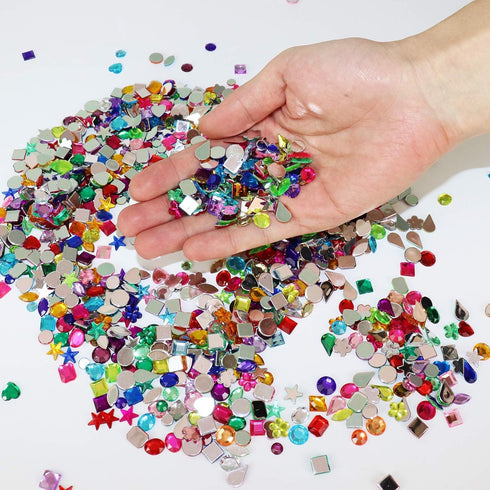 1200 Pcs Acrylic Flatback Rhinestones,12 Different Shape Gems for DIY Craft Jewels Gemstone Wedding Birthday Decoration (6-13mm) (Acrylic)...