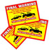 Final Warning Stickers (Pack of 50) Parking Violation Notice Vehicle is Illegally Parked - Large Size 6" X 9" – Yellow...