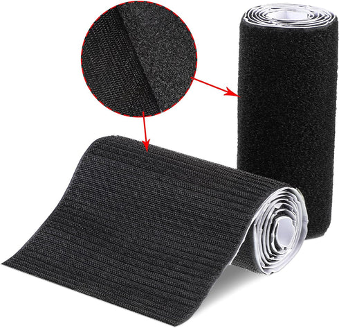 Hook and Loop Tape Double Sided Hook and Loop Tape with Adhesive Back Fastener Strip Reusable Double Side Hook Roll Sticky Glue Nylon Patch, Black...