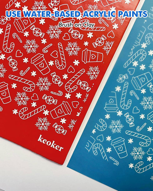 Keoker Christmas Silk Screen for Polymer Clay, Christmas Silk Screen Stencils for Polymer Clay, Printing on Clay & Other Jewelry Clay Earrings Dec...