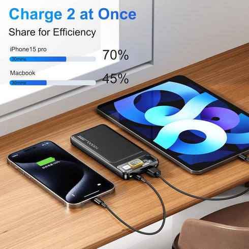10000mAh Power Bank,Slim 22.5W Fast Charging Small Portable Charger PD 5V/3A USB-C Outpu,with Emergency Lighting,Compatible iPhone and Android Pho...