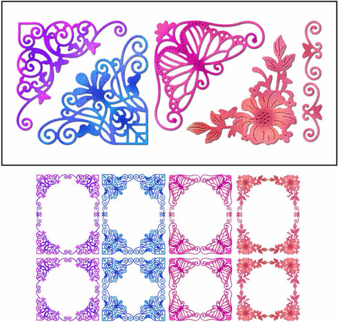 Butterfly Corner Decoration Frame Die Cuts for Card Making, Paper Embossing Metal Cutting Dies Kit Templates, Storage Pockets Supplies, Photo Fram...