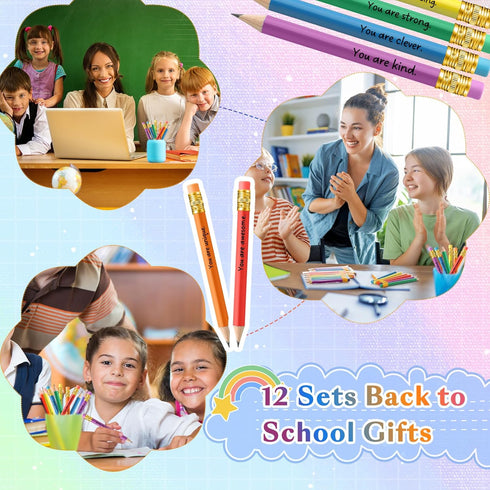 12 Pack Back to School Pencils Rainbow Inspirational Pencil for Kid Motivational Sharpened Pencil First Day of School Gifts Student Gift from Teac...