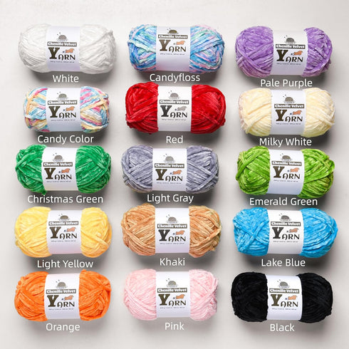 Plush Chenille Chunky Yarn - Fluffy Velvet Yarn Crochet for Blanket Knitting and Crocheting - Soft Baby Yarn for Crocheting - Amigurumi Crochet Ya...