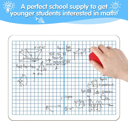 XY Axis Graph Dry Erase Board, 9" x 12" Double-Sided Coordinate Grid Whiteboard, Math Manipulatives for Students, Classroom and Home, Small Dry Er...