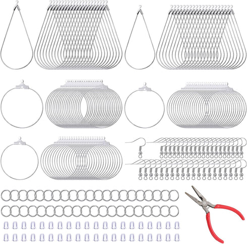 Inbagi 481 Pcs Earring Making Kit Jewelry Making Supplies Bulk Earring Findings with Teardrop and Round Beading Hoops Earring Hooks Open Jump Ring...