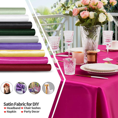 Hot Pink Satin Fabric, 63" Wide Shiny Silky Fabric for Dress, Shirts, Table Runner, Napkin, Tablecloth, Wedding Decor, DIY Crafts, 1 Yard...