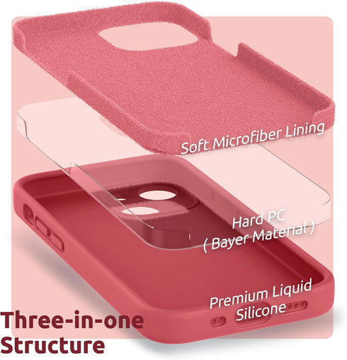 SURPHY Compatible with iPhone 13 Mini Case with Screen Protector, (Camera Protection + Soft Microfiber Lining) Liquid Silicone Phone Case 5.4 inch...