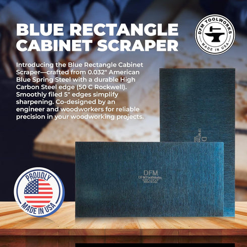 Blue Cabinet Scraper Rectangle Set -MADE IN USA- (2, 0.032" x 3" x 6")...