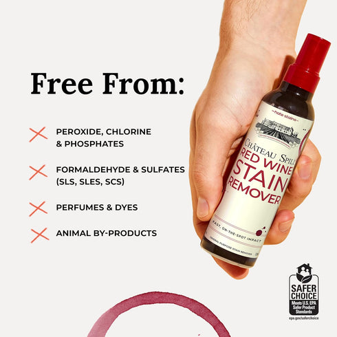 Chateau Spill Red Wine Stain Remover - 4oz 2 Pack Spray Cleaners for Clothes, Tablecloth, Carpet, Upholstery and Laundry - from the makers of Miss...