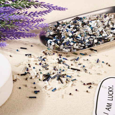 Black White Assorted Glass Seed Beads Kit Small Rondelle Pony Tube Bugle Beads Crystal Embroidery Beads for Crafts DIY Friendship Bracelets Jewelr...
