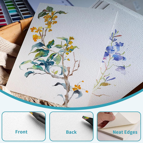 Watercolor Paper, 9" x 12", 20 Sheets Water Color Paper Bulk for Kids Child Students Adults, 110 Lb/230 GSM Thick White Cold Press Watercolor Draw...