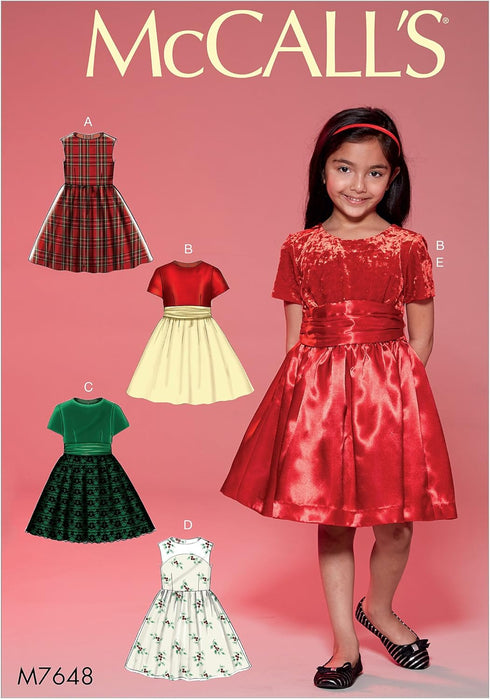 McCall Patterns Children's/Girl's Gathered Dresses With Petticoat And Sash...