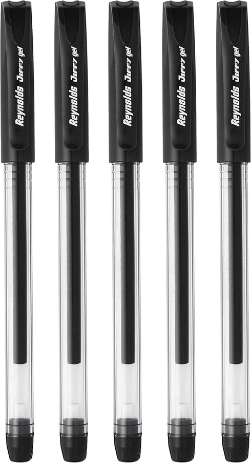 Reynolds Jiffy 0.5mm Needle Point Gel Pens Black Ink - Pack of 40 (Ship From India)...