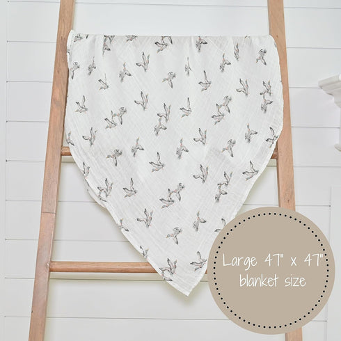 Muslin Swaddle Blanket | 100% Cotton | Newborn and Infant Blanket | Large 47 x 47 inches for Girls | Light Weight and Breathable | Mallard Duck Pr...