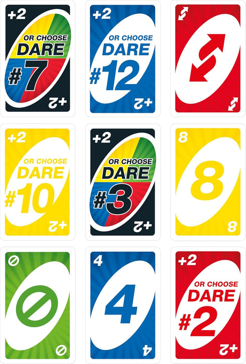 Mattel Games UNO Dare Card Game for Family Night Featuring Challenging and Silly Dares from 3 Different Categories...