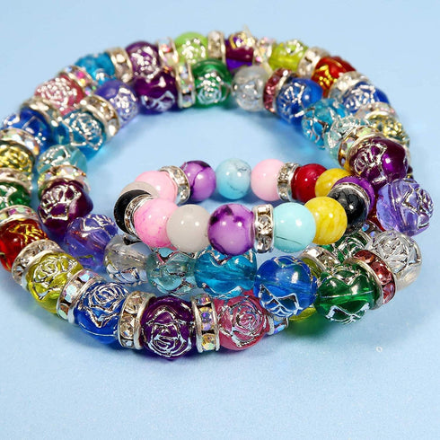 Allb 100Pcs Rondelle Spacer Beads 10mm Silver Plated Czech Crystal Rhinestone for Jewelry Making Loose Beads for Bracelets...