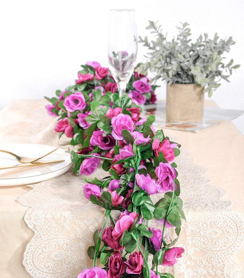 Miracliy 9Pcs 74FT Purple Flower Garland Artificial Rose Arch Vines Fake Spring Floral Garland for Flower Wall Backdrop Wedding Mothers Day Garden...