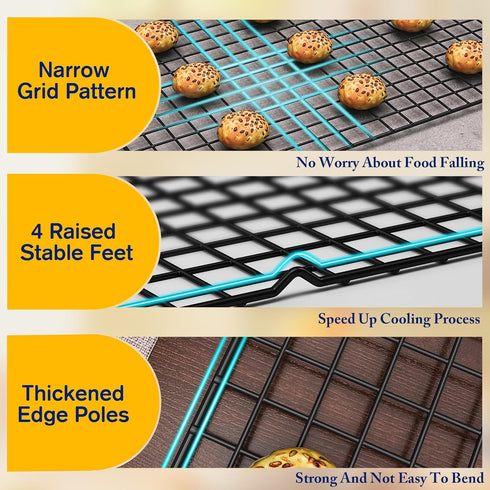 2PCS Cooling Racks for Cooking and Baking - 10" x 15"Heavy Duty Stainless Steel Wire Rack for Baking, Grilling, Roasting - Oven & Dishwasher Safe ...