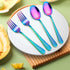 LIANYU 14-Piece Kids Silverware Set, Rainbow Toddler Utensils Flatware Set, Stainless Steel Child Preschooler Cutlery Set, Includes 7 Kids Spoons,...