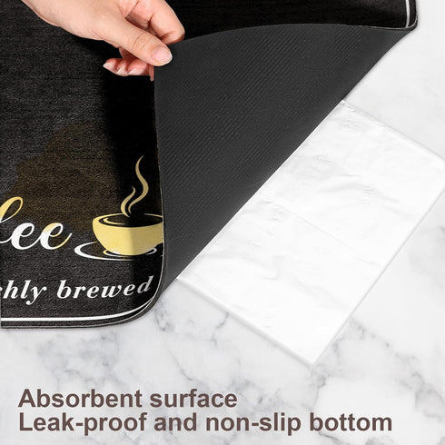 Coffee Mat, Absorbent Dish Drying Mat for Kitchen Counter, Fashion Style Coffee Bar Accessories for Coffee Maker Espresso Machine Dish Rack 12"x 2...