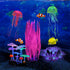 Lpraer 5 Pack Glow Aquarium Decorations Kelp Coral Mushroom Sun Flower Jellyfish Simulation Glow Plant Glowing Effect Silicone for Fish Tank Decor...