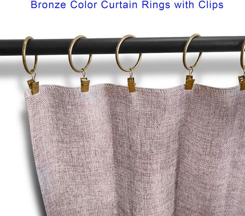 40 Pack Metal Curtain Rings with Clips, Drapery Clips Hooks, Decorative Curtain Rod Clips 1.5 in Interior Diameter, Antique Bronze...