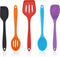 Homikit 5-Piece Kitchen Cooking Utensils Set, Colorful Silicone Slotted Turner Spatula Spoons for Nonstick Cookware, Dishwasher Safe Kitchen Tools...