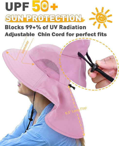 Neck Flap Sun Hat with Wide Brim - UPF 50+ Hiking Safari Fishing Caps for Men and Women, Perfect for Outdoor Adventures...