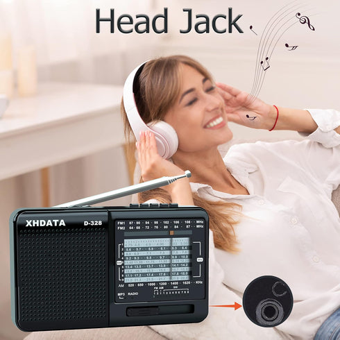 D-328 Shortwave AM FM DSP Portable Small Multi Band Radio Stereo MP3 Player with Rechargeable Battery Earphone Jack Portable Multimedia Speaker wi...