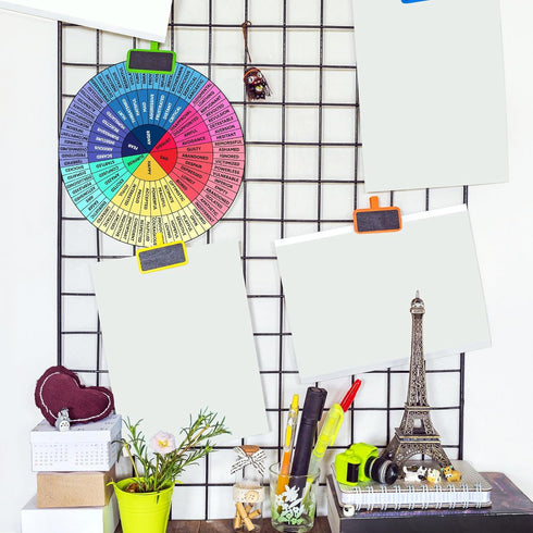 3 Pack Feelings Wheel Aluminum Emotion Wheel Metal Feelings Wheel Poster Emotions Charts Calming Corner Poster Therapist Office Decor for Office S...