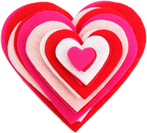 Playfully Ever After 1 to 6 inch Multi-Size Color Pack 24pc Felt Hearts (Red/Pink/LightPink/White)...