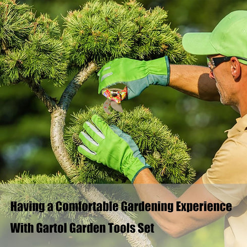 GARTOL Garden Tool Set - 3 Piece Thickly Cast Aluminum Gardening Tools Kit with Floral Paint, Heavy Duty Hand Garden Tools with Box Include Trowel...
