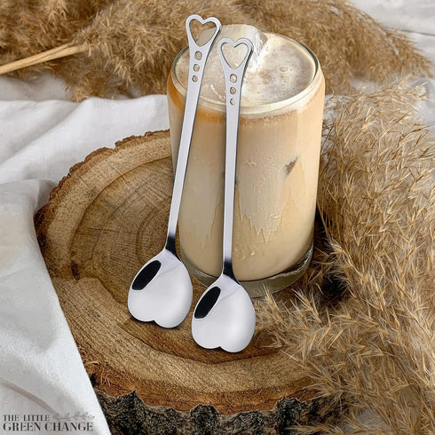 Tea Spoons Set of 6 Heart Shaped Spoon - Dessert Spoons Set Heart Shaped Spoons Stainless Steel Cute Spoons Mini Ice Cream Spoons - Cute Spoon Hea...