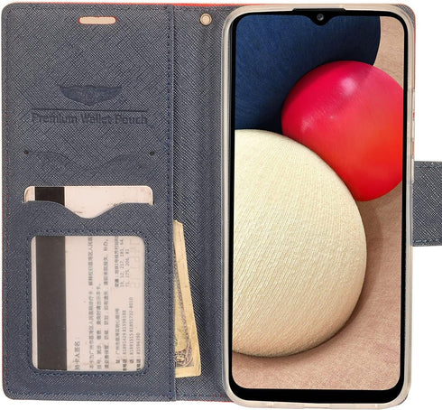 for Samsung Galaxy A02S (SM-A025), A02s - Denim Wallet Phone Case - CT5 Red...