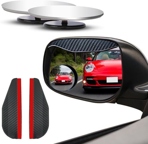 EcoNour Car Blind Spot Mirrors with Rain Visor (2 Pack) - Convex Rear View Blind Spot Mirrors, 2" Round HD Car Side Mirror Blindspot, Wide Angle A...