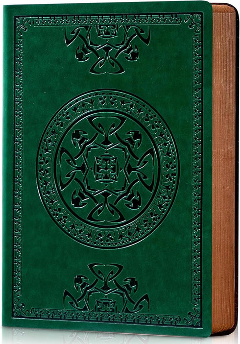 CAGIE Leather Vintage Journal for Men Soft Cover Lined Pages Notebook 180 Lay Flat for Writing Travel Diary, 5.7'' x 8.3'', Dark Green...