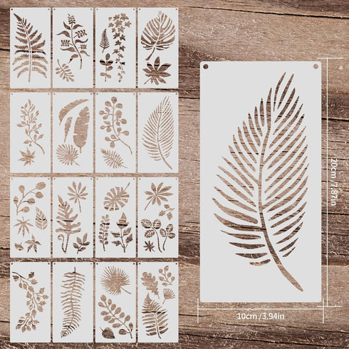 YOUYIDUN-16 Pcs Leaves Plants Stencils Templates for Painting, Reusable Leaf Plant Painting Templates Stencils for Painting Craft Drawing on Wood ...
