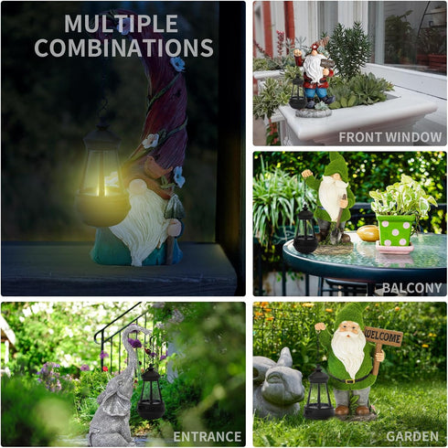 Replacement Solar Light Parts Garden Statue Gnome Solar Light Replacement Plastic Solar Hanging LED Lantern for Outdoor DIY Fairy Garden Decor Gno...
