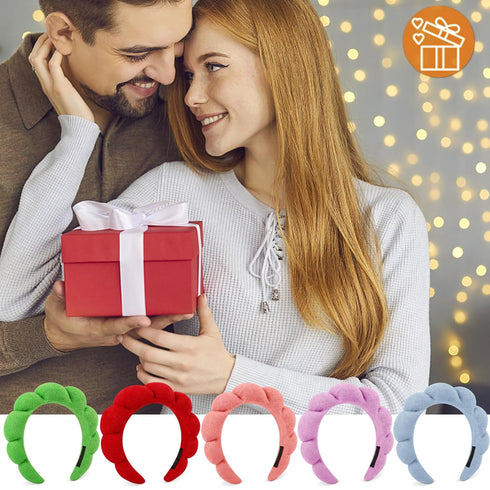 Spa Headband For Washing Face, Makeup Bubble Skin Care Hairhand, Puffy Grwm Get Ready Hair Band, Preppy Skincare Self Care Gifts For Women Teen Gi...