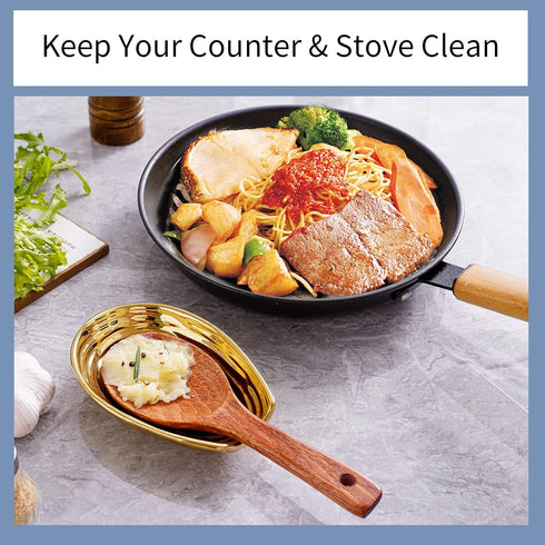 Hasense Spoon Rest for Stove Top, Ceramic Gold Spoon Holder for Stove Top and Kitchen Counter, Large Stable Heat-resistant Utensil Rest for Cookin...
