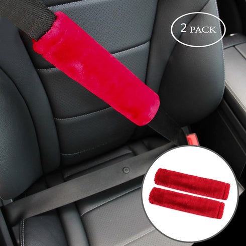 Amooca Soft Faux Fur Universal Fit Seatbelt Cover Car Truck SUV Airplane Seat Belt Shoulder Pad for Carmera Backpack Straps Neck Cushion Protector...