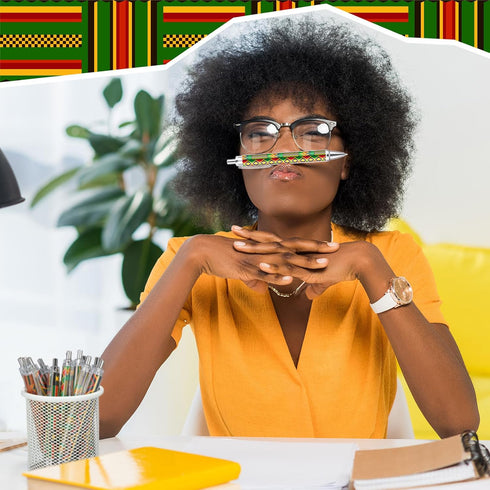 36 Pcs African Kente Print Ballpoint Pens Kente Retractable Ball Pens Juneteenth Fist Freedom Day Pens Gifts for Office Classroom Party Favors...