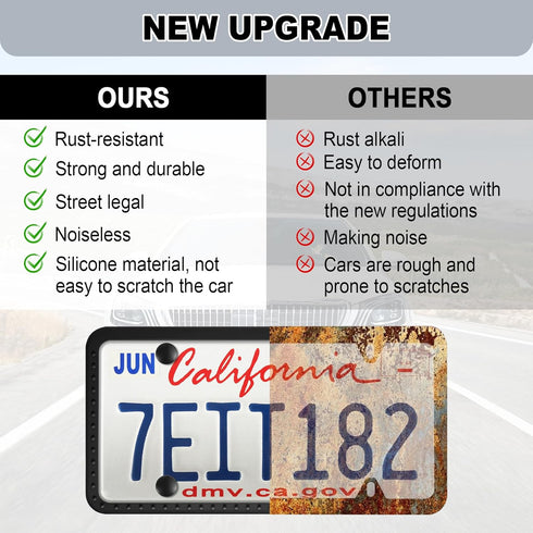 LivTee Silicone License Plate Frames Covers, 1 Pack Universal American Car Accessory License Plate Bracket Holder, Licence Plate Accessories - Bla...