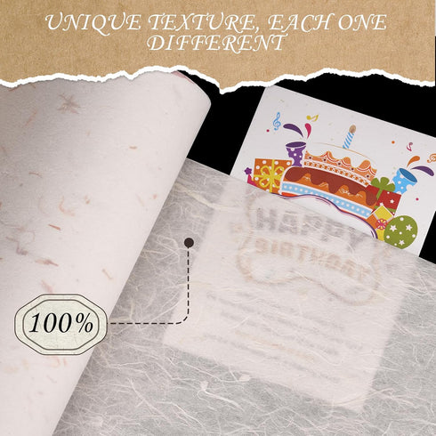 Winsing A4 Mulberry Paper 50 Sheets for Decoupage, Decorative 8.5 x 11.6inches Rice Paper for Crafts, Handmade Natural Fiber Mulberry Paper for Cr...